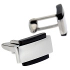 Stainless steel cufflinks, 22x13mm, black background top and bottom