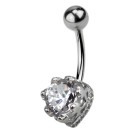 316L Surgical Steel Banana with a Heart Shaped Zirconia set