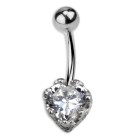 316L Surgical Steel Banana with a Heart Shaped Zirconia set