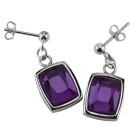 Earrings stainless steel crystal purple