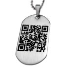 Pendant dog tag 23x38mm made of matted stainless steel with individual QR CODE
