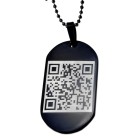 Pendant dog tag 23x38mm made of stainless steel PVD coated black with individual QR code engraved