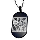 Pendant dog tag 23x38mm made of stainless steel PVD coated black with individual QR code engraved