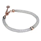 Bracelet made of knotted stainless steel with embedded crystals, colored rose gold