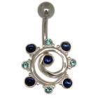 Belly button piercing with Swarovski cabouchon stones, galaxy