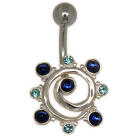 Belly button piercing with Swarovski cabouchon stones, galaxy