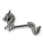 Chest bar with 925 sterling silver - dragon, bar length and crystal color selectable