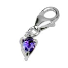 Drop-shaped crystal pendant to attach to charm bracelets
