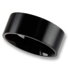 Stainless steel ring with a matte black PVD coating