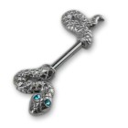 Chest bar with 925 sterling silver - snakes, lengths and crystal colors selectable