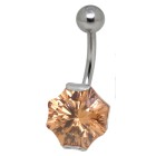 Belly button piercing 1.6x10mm with spectacular octagonal zirconia