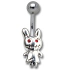 Belly button piercing with a zombie rabbit design 1.6x10mm