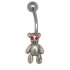 Belly Button Piercing with a Zombie Teddy Design 1.6x10mm
