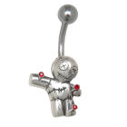 Belly button piercing with a zombie scarecrow design 1.6x10mm