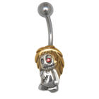 Belly button piercing with a zombie design of blond punks 1.6x10mm