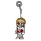 Belly button piercing with a zombie punker blond design 1.6x10mm