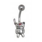 Belly button piercing with a Zombie Teddy Halloween, 1.6x10mm
