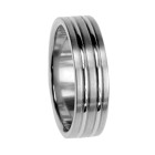 Titanium partner ring  2 middle matted and polished grooves