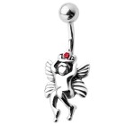 Navel piercing with a cherub with a crown as a motif