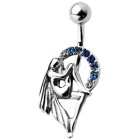 Navel piercing with slumbering fairy, crystal color selectable