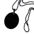 Oval stainless steel pendant with black PVD coating, 30x25mm