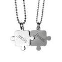 Partner pendant - puzzle - made of stainless steel with individual engraving