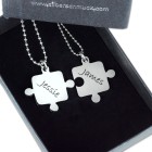 Partner pendant - puzzle - made of stainless steel with individual engraving