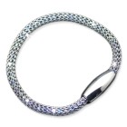Milanese style bracelet with purple-blue iridescent crystals