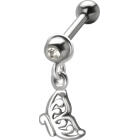 316L steel helix ear piercing 1.2x6mm, BUTTERFLY in flight pendant