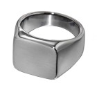 Stainless steel signet ring with square engraving surface, 16.15mm, matt finish