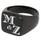 Signet ring made of stainless steel with black PVD coating and your individual engraving