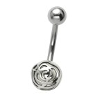316L Navel piercing, pearl with flower ornament motif