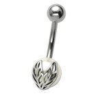 316L belly button piercing, pearl with tendril motif
