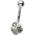 316L navel piercing, pearl