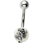 316L navel piercing, pearl with floral motif edelweiss 03