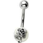 316L navel piercing, pearl with floral motif edelweiss 03