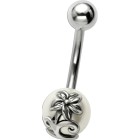 316L navel piercing, pearl with floral motif edelweiss 02
