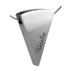Wedge-shaped pendant made of matted stainless steel