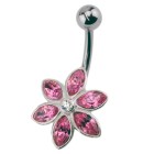 Belly button piercing with 925 silver flower motif 464