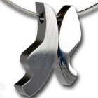 Pendant: Two-piece oval made of stainless steel