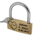 Love lock 51x23mm wide made of brass - 2nd choice with your desired engraving