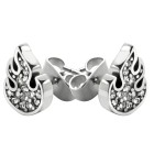 316L Ear studs, FLAME motif, crystals