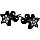 316L Black stud earrings with star shaped crystals