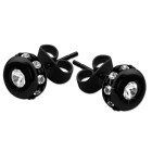 316L Ear studs, black, crystal in the centre