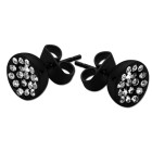 316L Ear studs, black, crystals parabolic