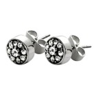 316L ear studs, crystals round