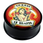 Acetal plug with PIN-UP motif - Queen of Hearts
