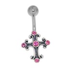 Belly button piercing with cross motif 443