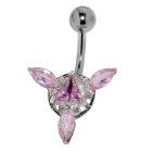 Belly button piercing design made of sterling silver with set zirconia