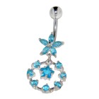 Belly button piercing - flowers made of sterling silver with zirconia